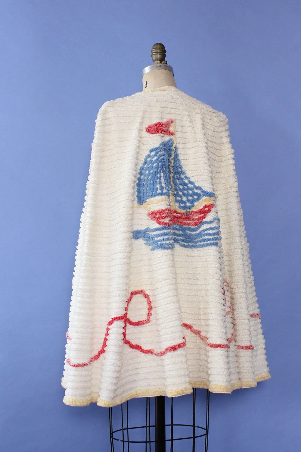 1930s Sailboat Chenille Beach Cape S-L