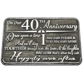 40th Fortieth Anniversary Sentimental Metal Wallet or Purse Keepsake Card Gift - Cute Gift Set From Husband Wife Boyfriend Girlfriend Partner