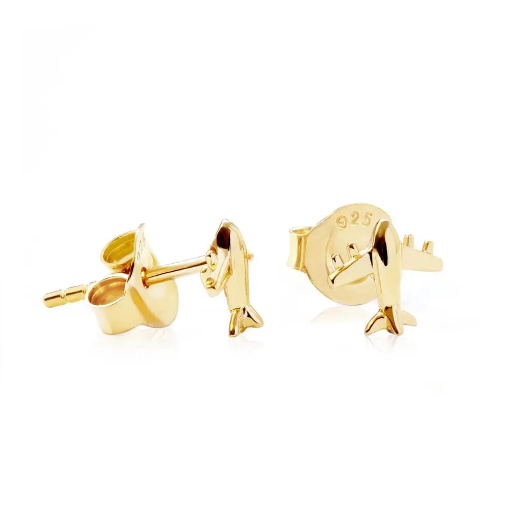 Airplane Earrings, Gold