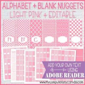 Alphabet   BLANK Nugget Wrappers {LIGHT Pink} PRINTABLE