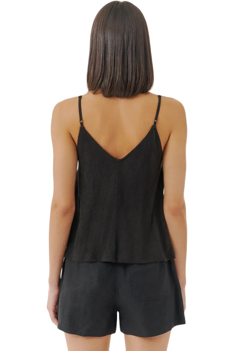 ATM Slub Jersey Exposed Seam Tank in Black