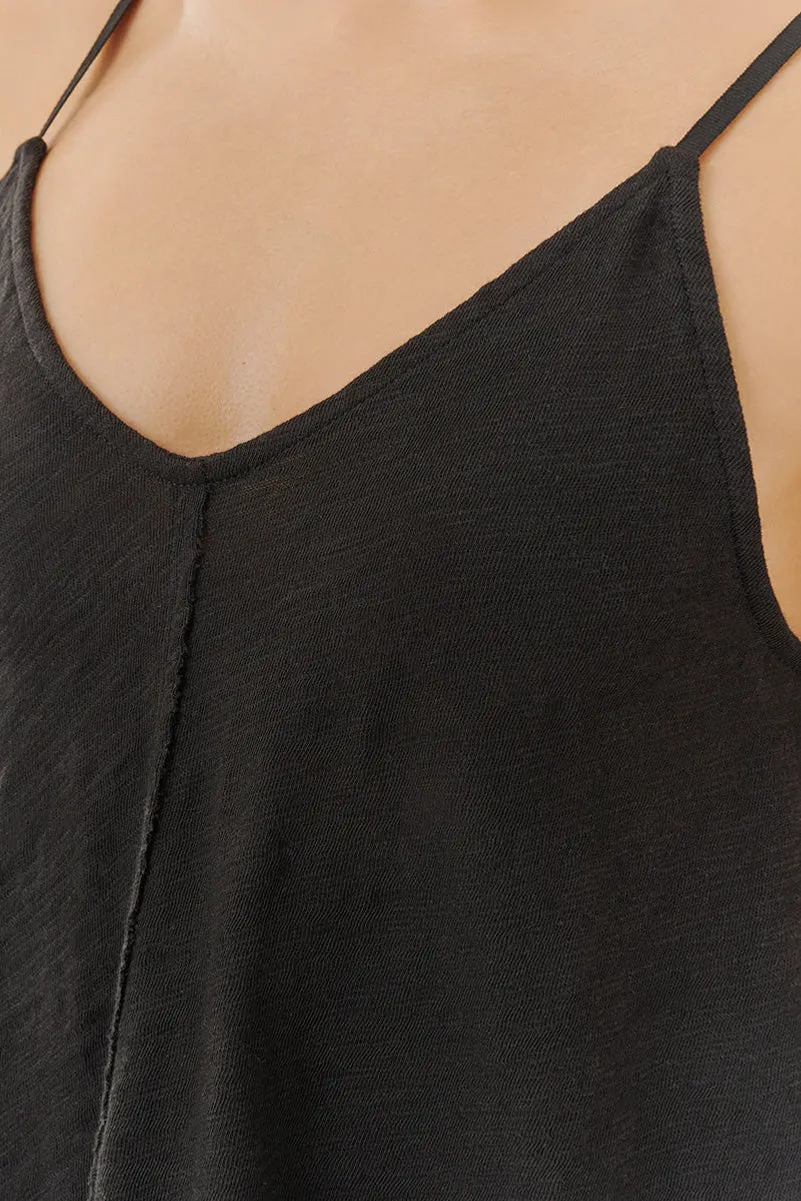 ATM Slub Jersey Exposed Seam Tank in Black