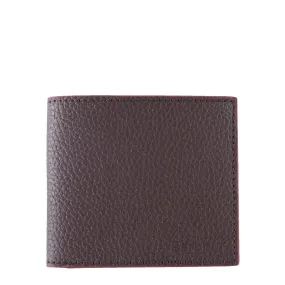 Premium Dark Brown Barbour Grain Leather Billfold Wallet for Men