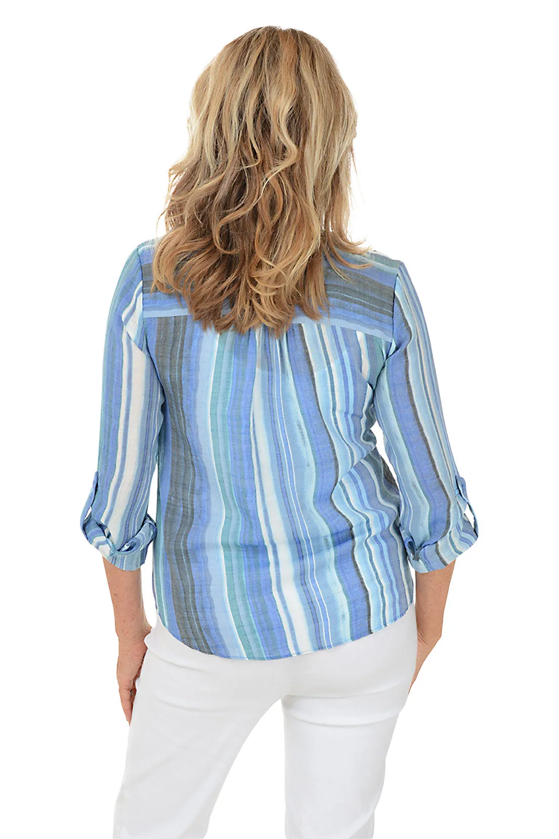 Beach Striped Tie-Front Blouse