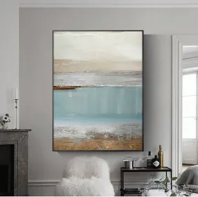 Big Ocean Art Blue Painting Beach Sunset Painting Op030