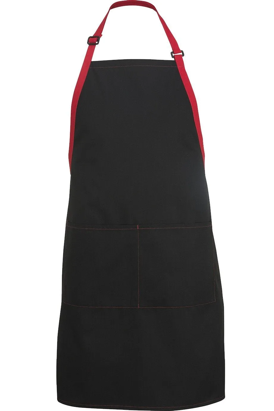 Black w/ Red Bib Color Block Adjustable Apron (2 Pockets)