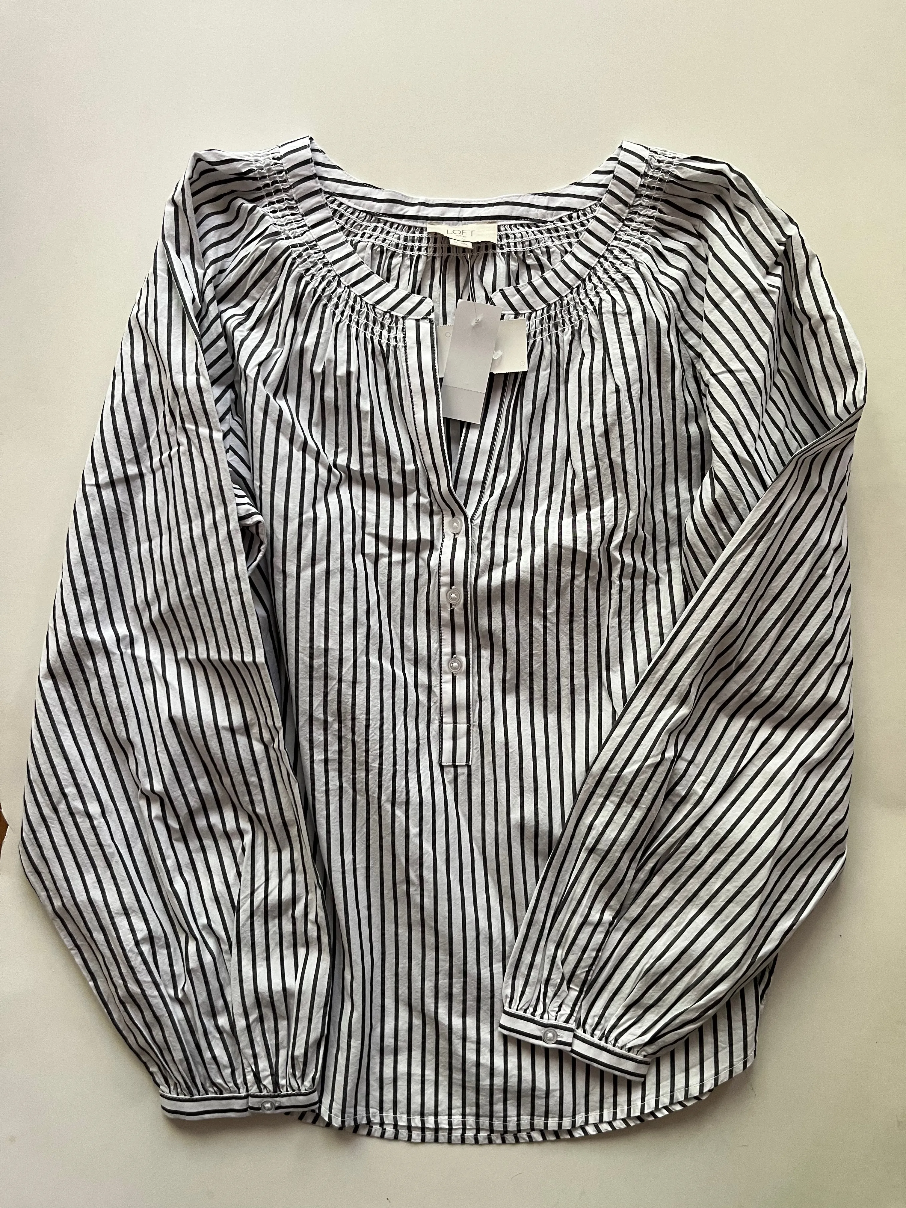 Blouse Long Sleeve By Loft In Striped, Size: M