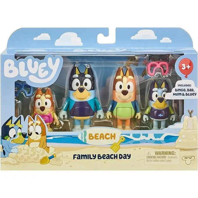 Bluey Family Beach Day Mini Figure 4-Pack