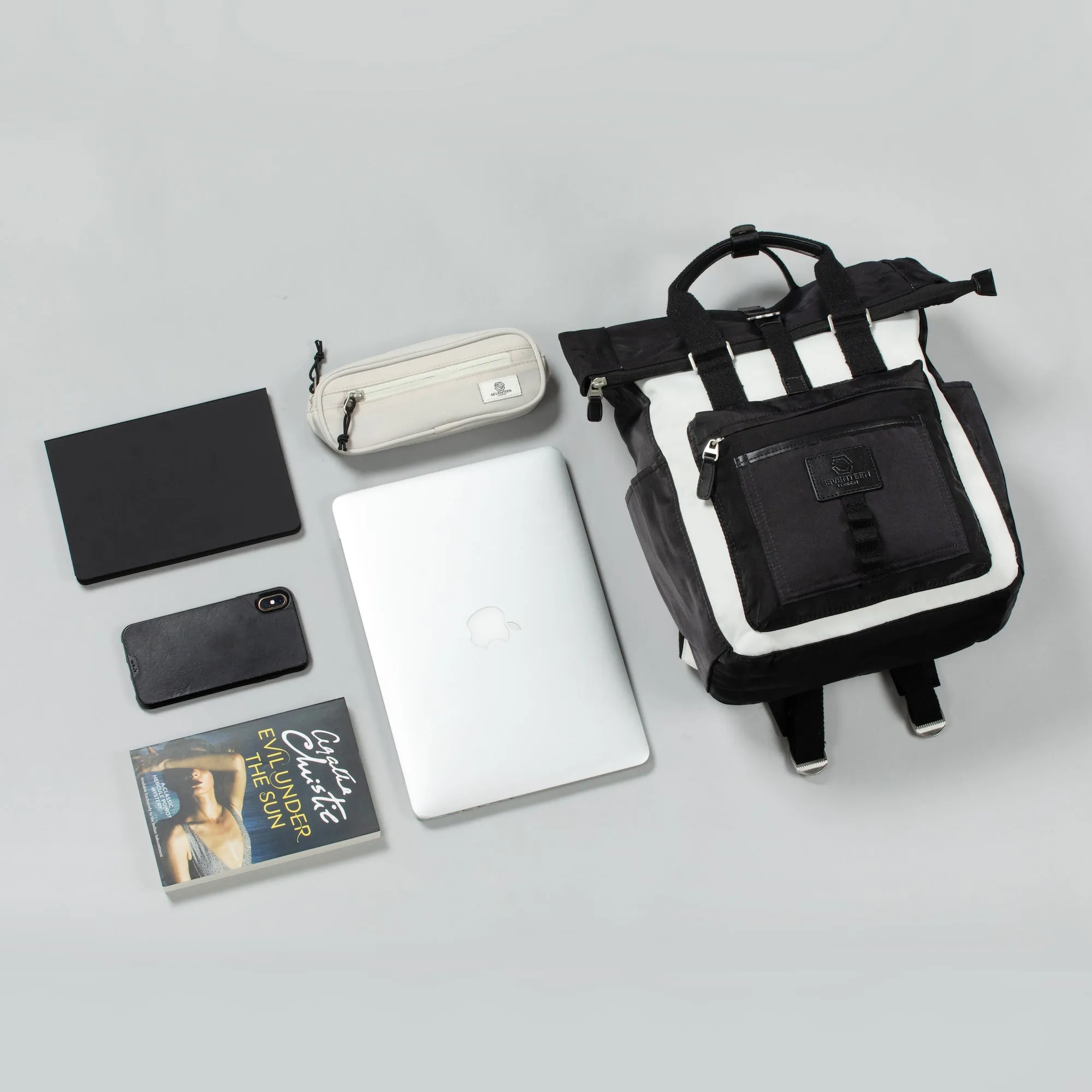 Canary Wharf Backpack - Black with Cream