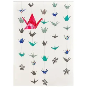 Card Hanging Cranes Blue