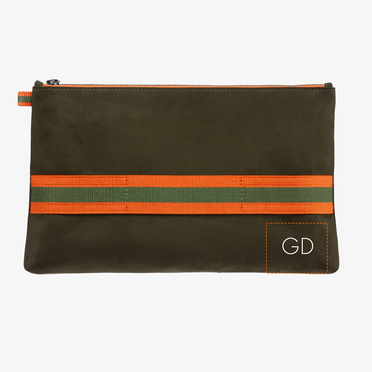 Clutch "Army Green" with silver print