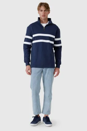 Collegiate Stripe Quarter Zip Navy