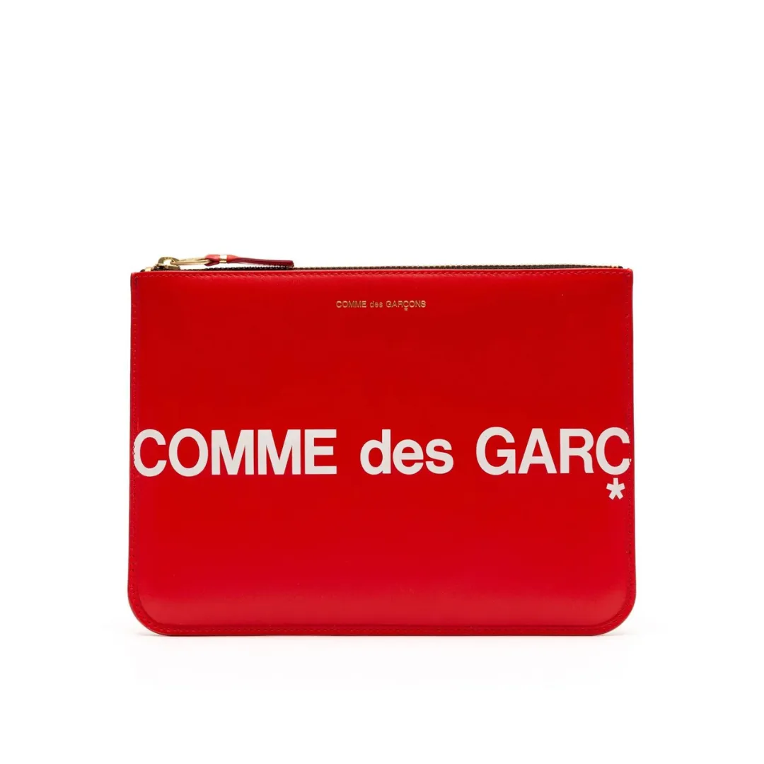 COMME des GARÇONS WALLET Huge Logo Zip Pouch Wallet - Red