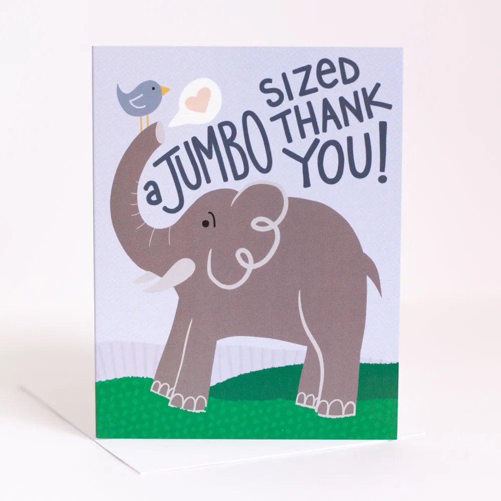 cute elephant card, cute thank you card for kids, elephant greeting card, cartoon thank you card