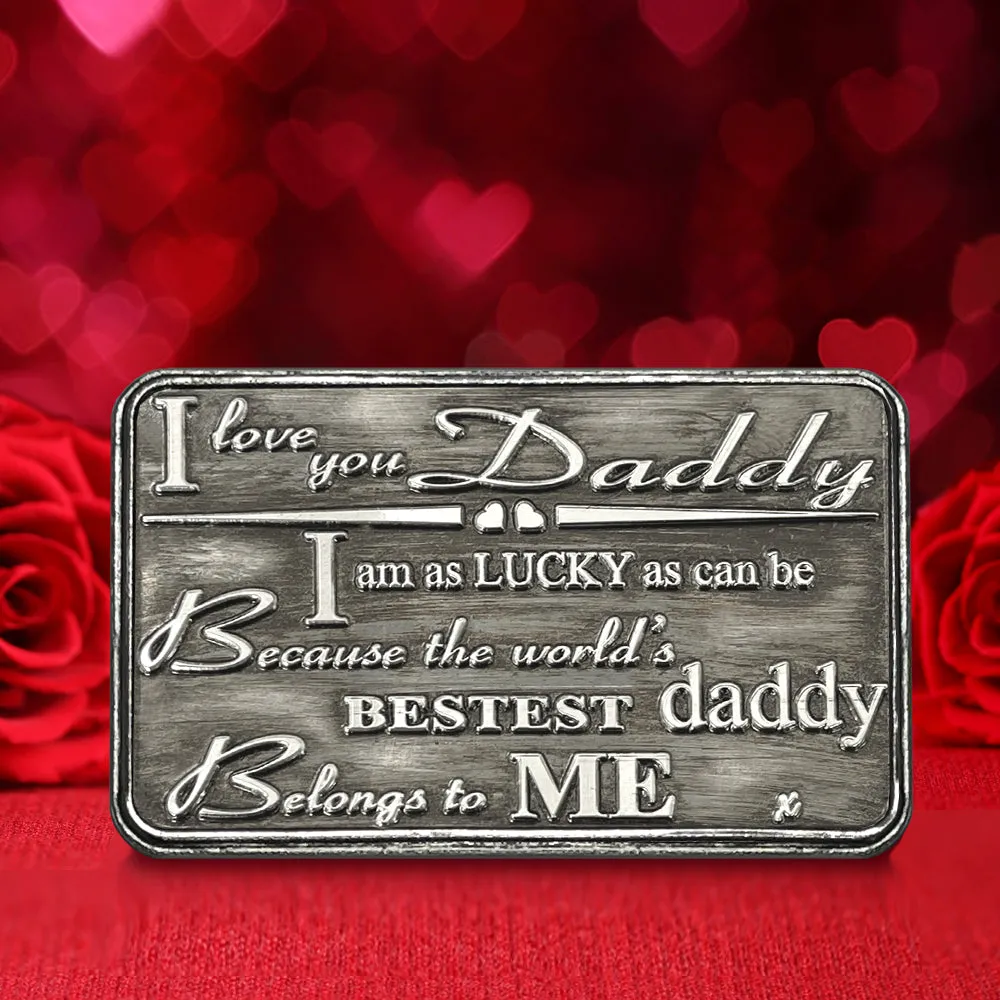 Dad Daddy Sentimental Metal Wallet or Purse Keepsake Card Gift - Cute Gift Set From Daughter Son For Men