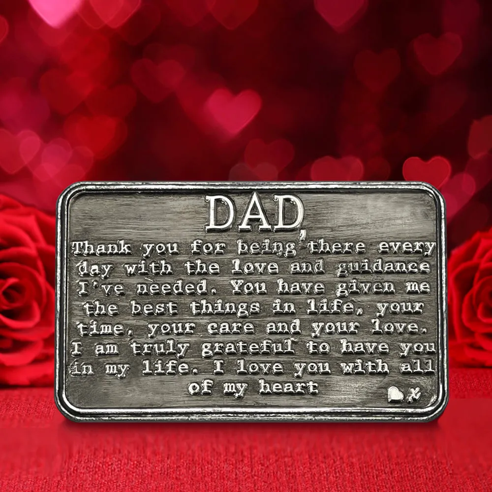 Dad Sentimental Metal Wallet or Purse Keepsake Card Gift - Cute Gift Set From Daughter Son For Men