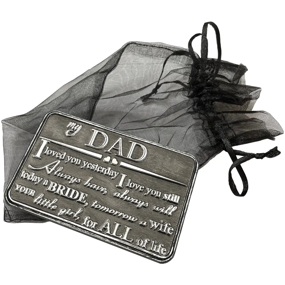 Dad Sentimental Metal Wallet or Purse Keepsake Card Gift - Gift Set From Son Daughter Step-Son Step-Daughter for Men