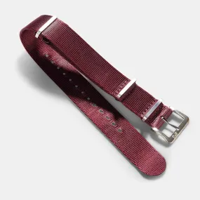 Deluxe Nylon Single Pass Watch Strap Burgundy Red