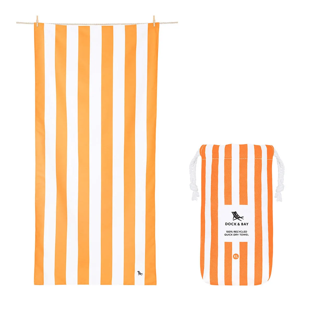 Dock & Bay Beach Towel Cabana Collection XL 100% Recycled Ipanema Orange