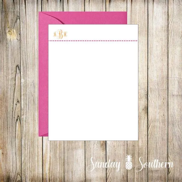 Dot Row Monogram Notecards