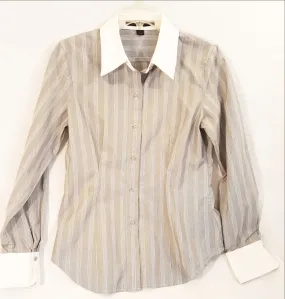 Express Designer Studio Striped Grey Shirt