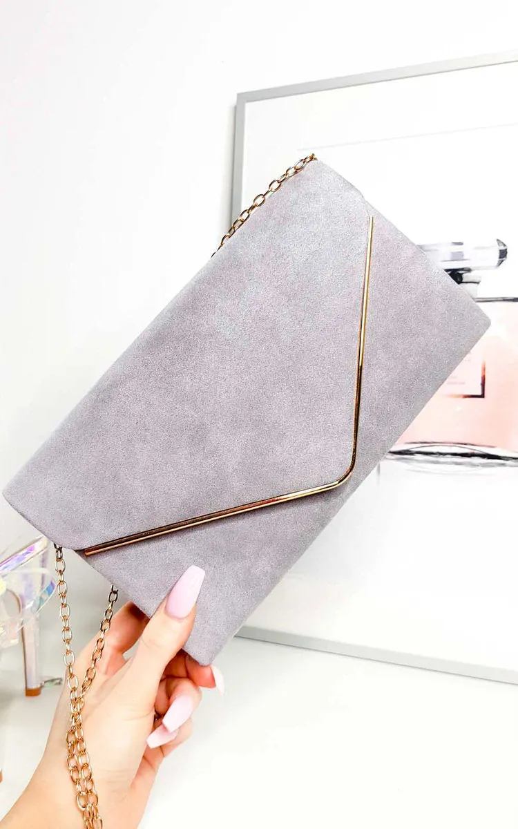 Faux Suede Envelope Clutch Bag