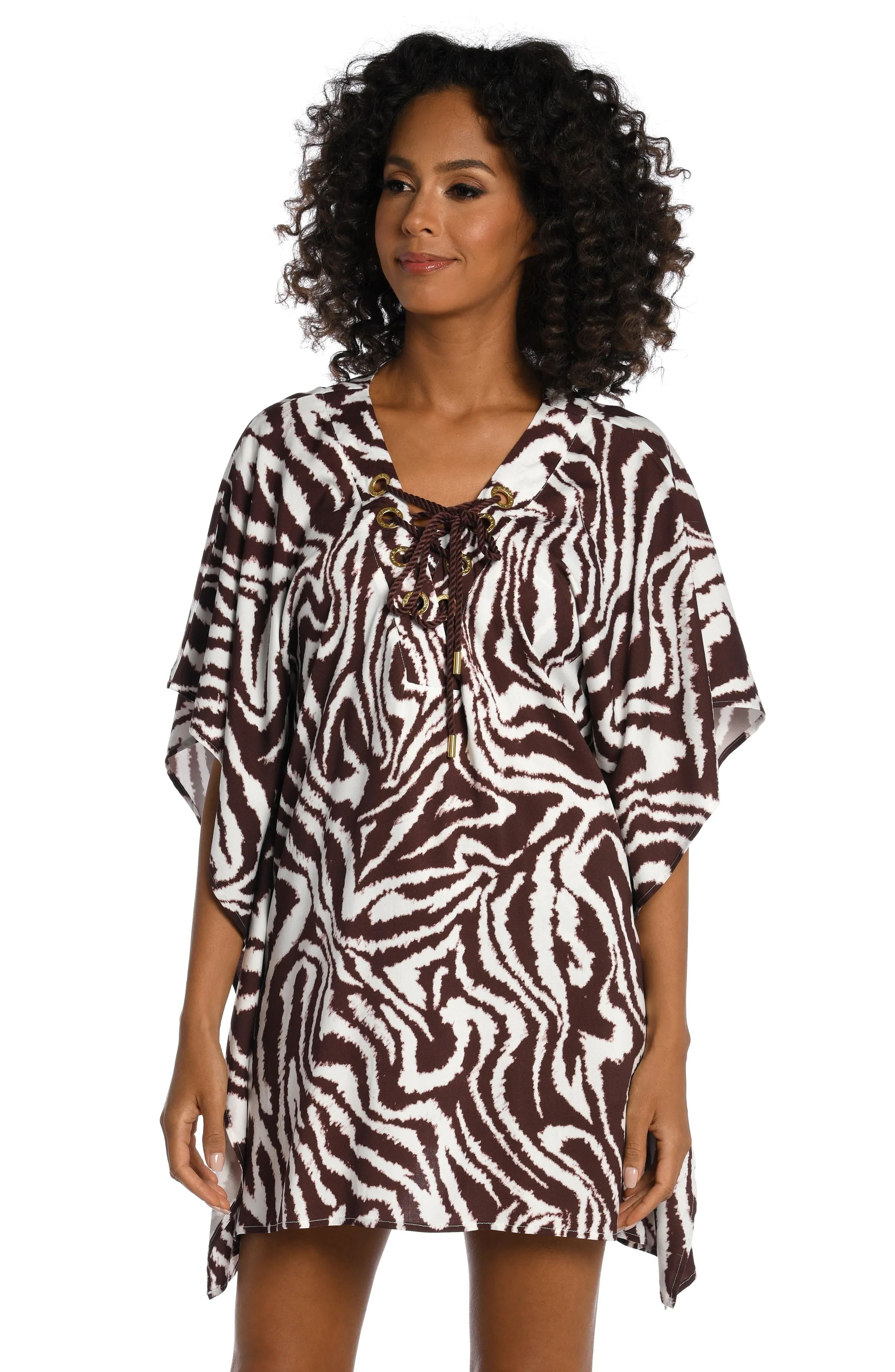 Fierce Lace Up Caftan Mini Dress