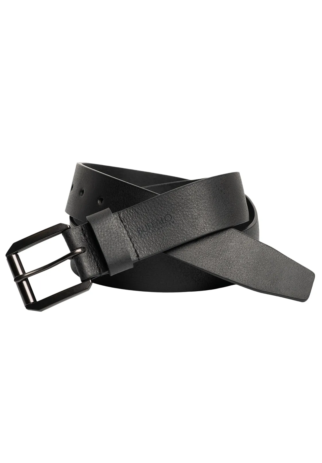 Full Grain Black Buffalo Leather Belt with Blackened Finish - BB1004C04