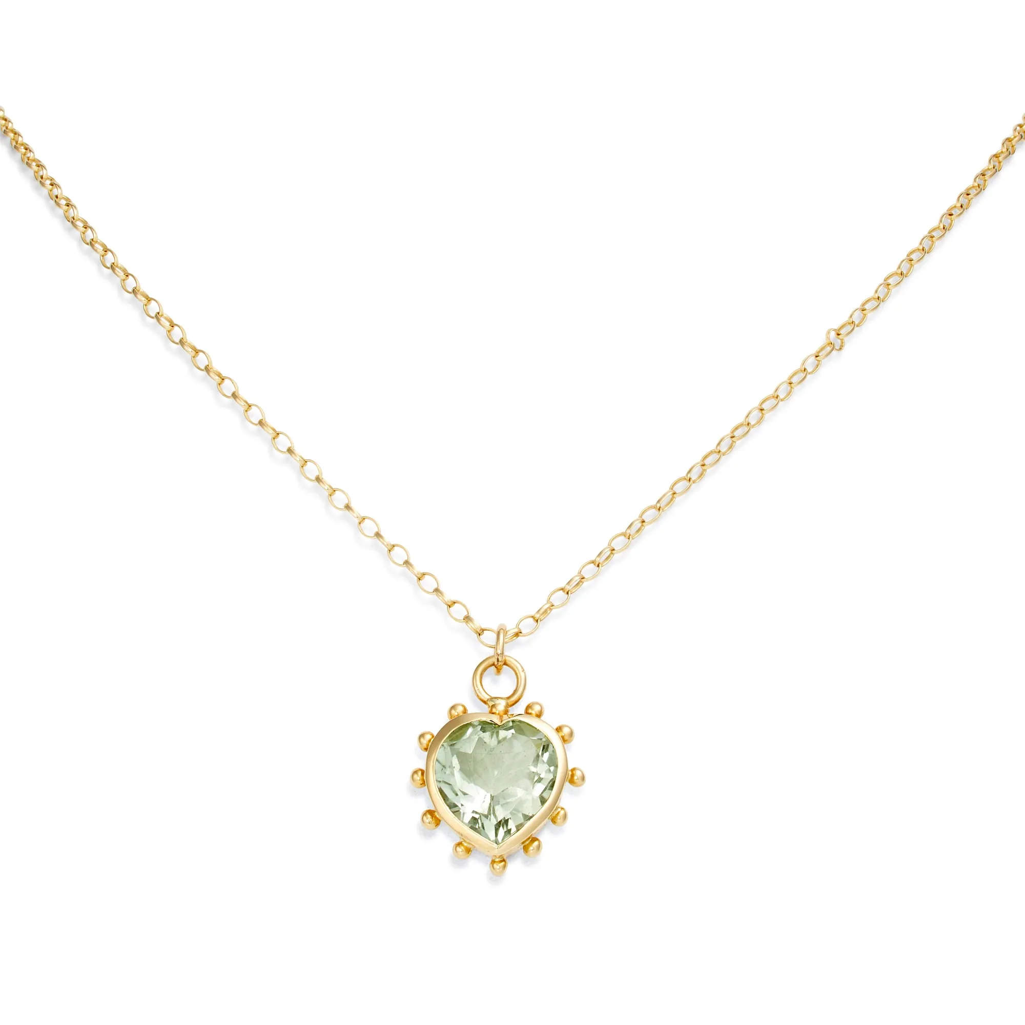 Green Amethyst Set Heart Necklace