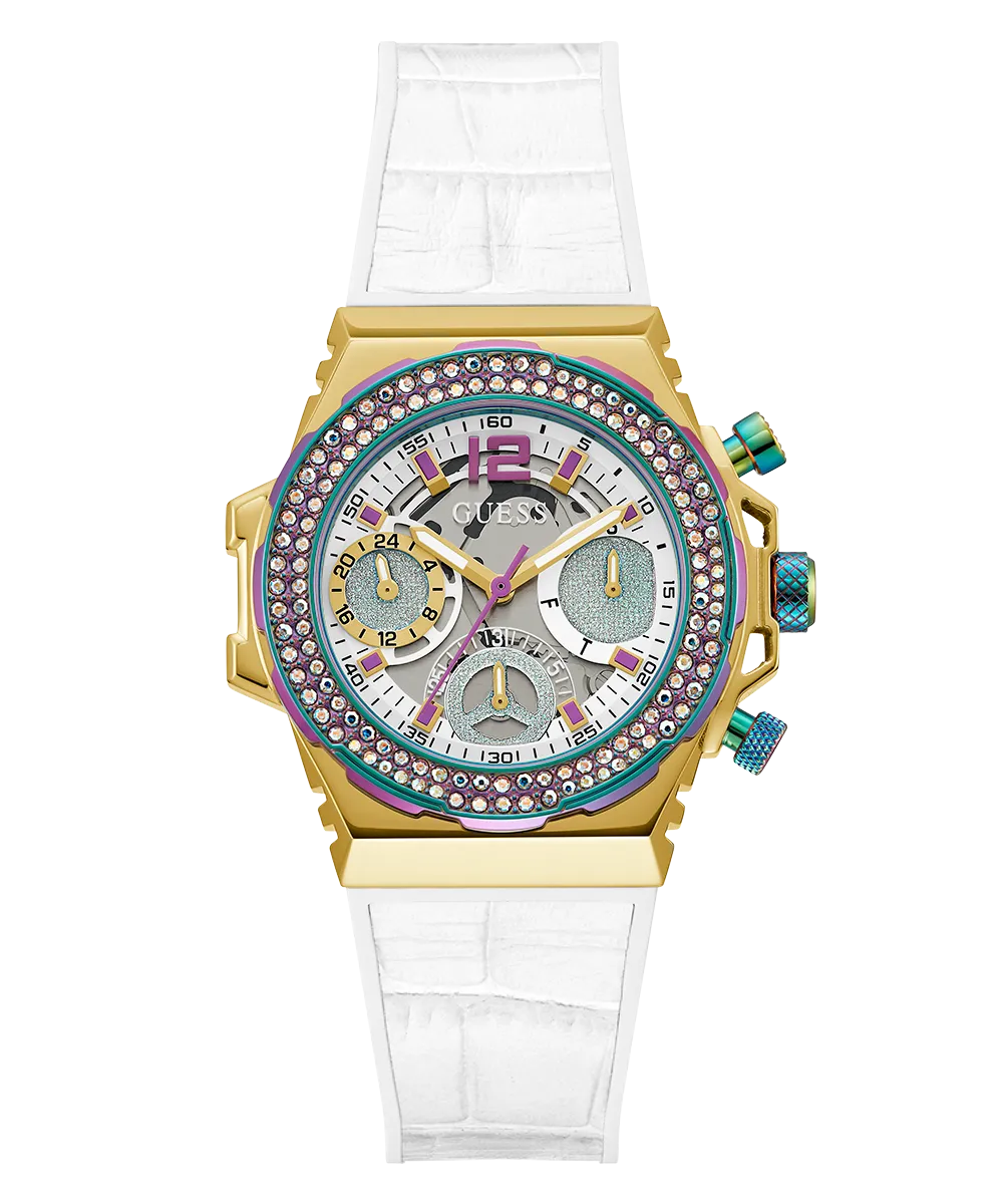 GUESS Ladies White 2-Tone Multi-function Watch