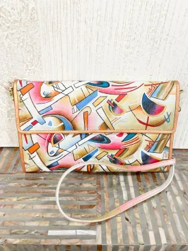 Large Convertible Clutch, Multi Abstract