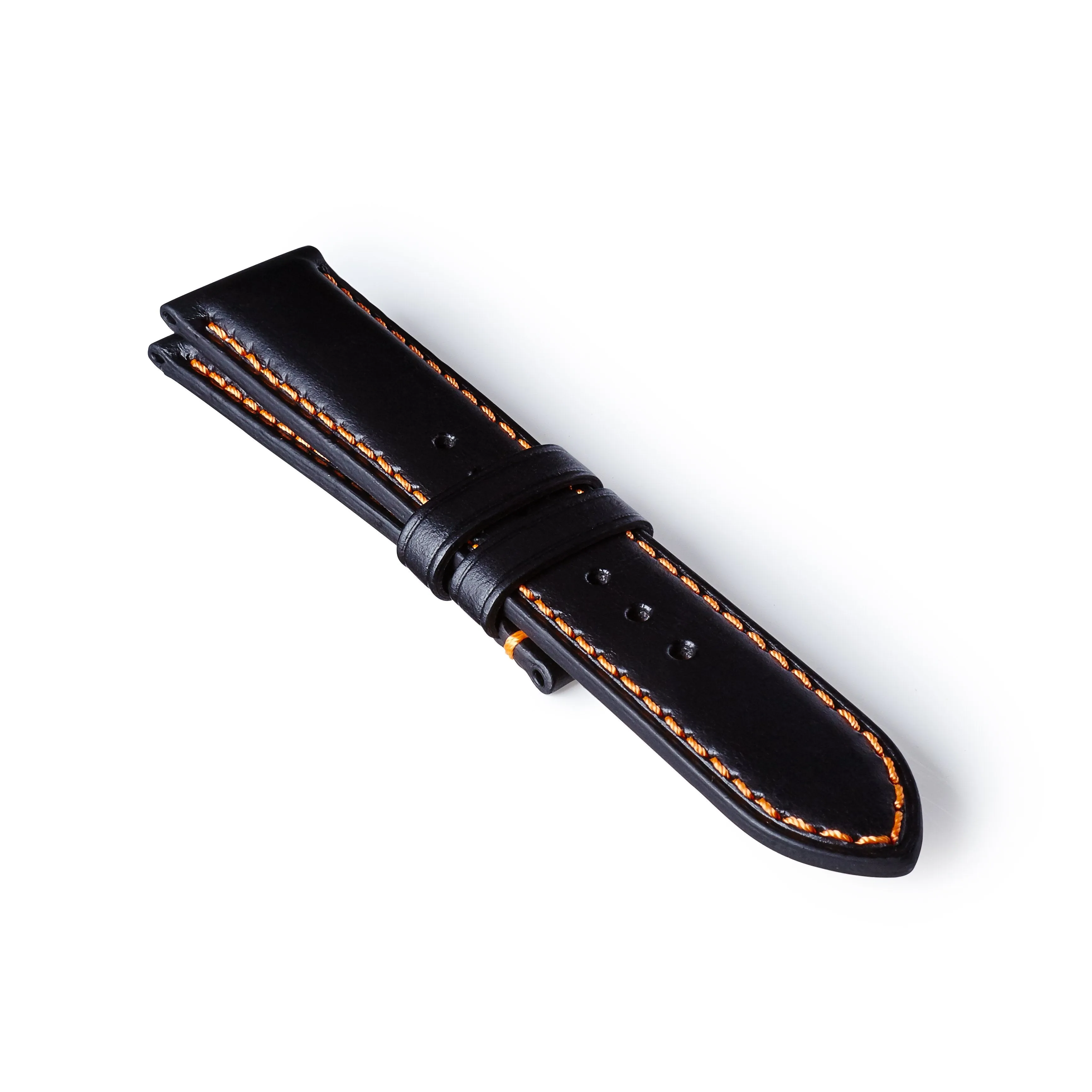 Leather Strap - Black/Orange