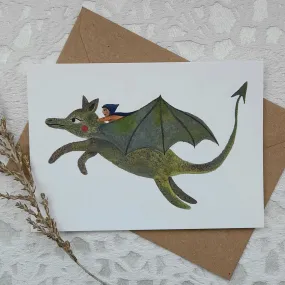 Lydia Mae Green Dragon Greetings Card