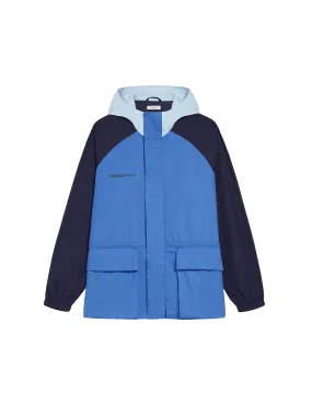 Mens Archive Recycled Nylon Color Block Jacket—cerulean blue