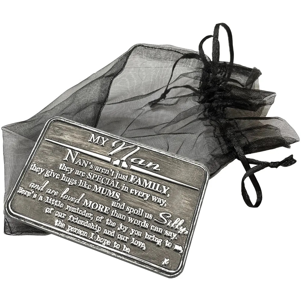 Nan Sentimental Metal Wallet or Purse Keepsake Card Gift - Cute Gift Set From Grand Daughter Grand Son