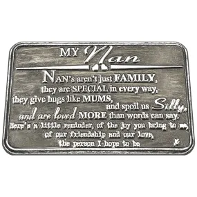 Nan Sentimental Metal Wallet or Purse Keepsake Card Gift - Cute Gift Set From Grand Daughter Grand Son