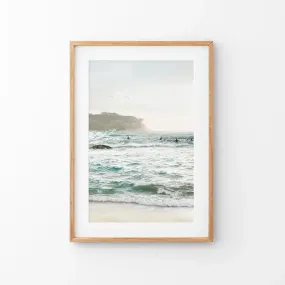 Nautical Coastline Photo. Ocean Waves and Rocks Print