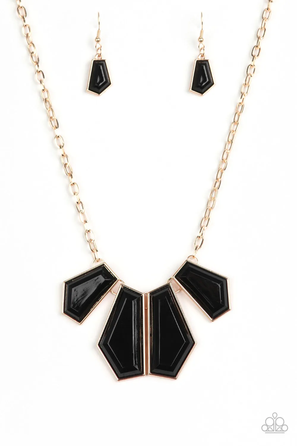 Paparazzi Accessories  - Get Up And GEO #N328 Box 4 - Gold Necklace