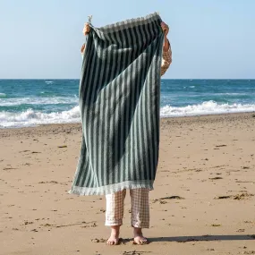 Pine Green Pembroke Stripe Cotton Bath Towel