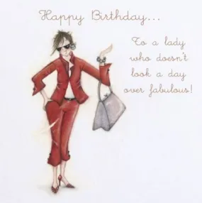 "Happy Birthday to a Lady who Doesn't Look a Day Over Fabulous" Birthday Greeting Card from Berni Parker