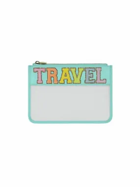 "travel" Clear Flat Pouch In Cotton Candy