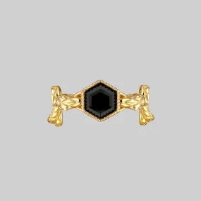 RELINQUISH. Snakes & Onyx Ring - Gold