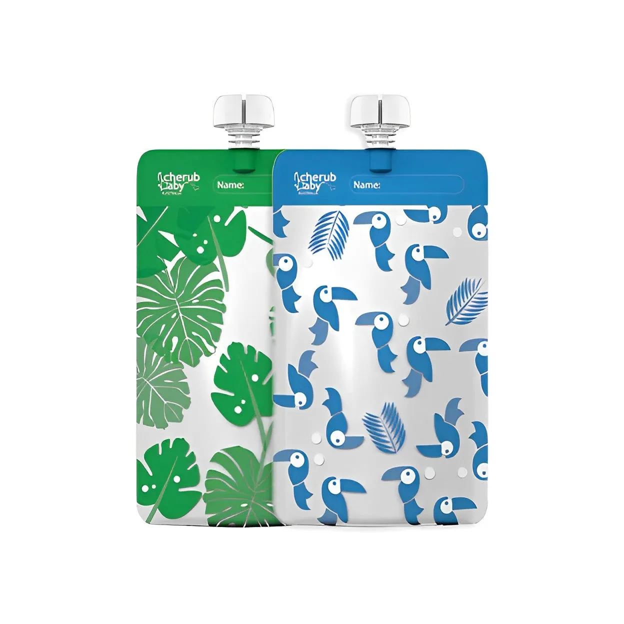 Reusable Food Pouches Minis | Toucan Blue & Rainforest Green 10 Pack