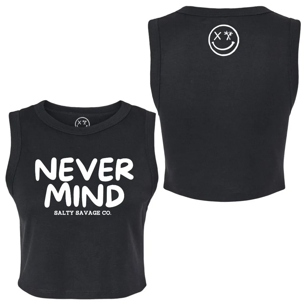 Salty Savage Ladies "NEVERMIND" High Neck Sleeveless Crop Tank