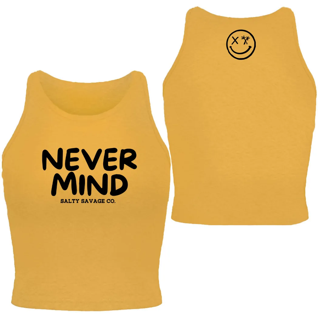 Salty Savage Ladies "NEVERMIND" High Neck Sleeveless Crop Tank