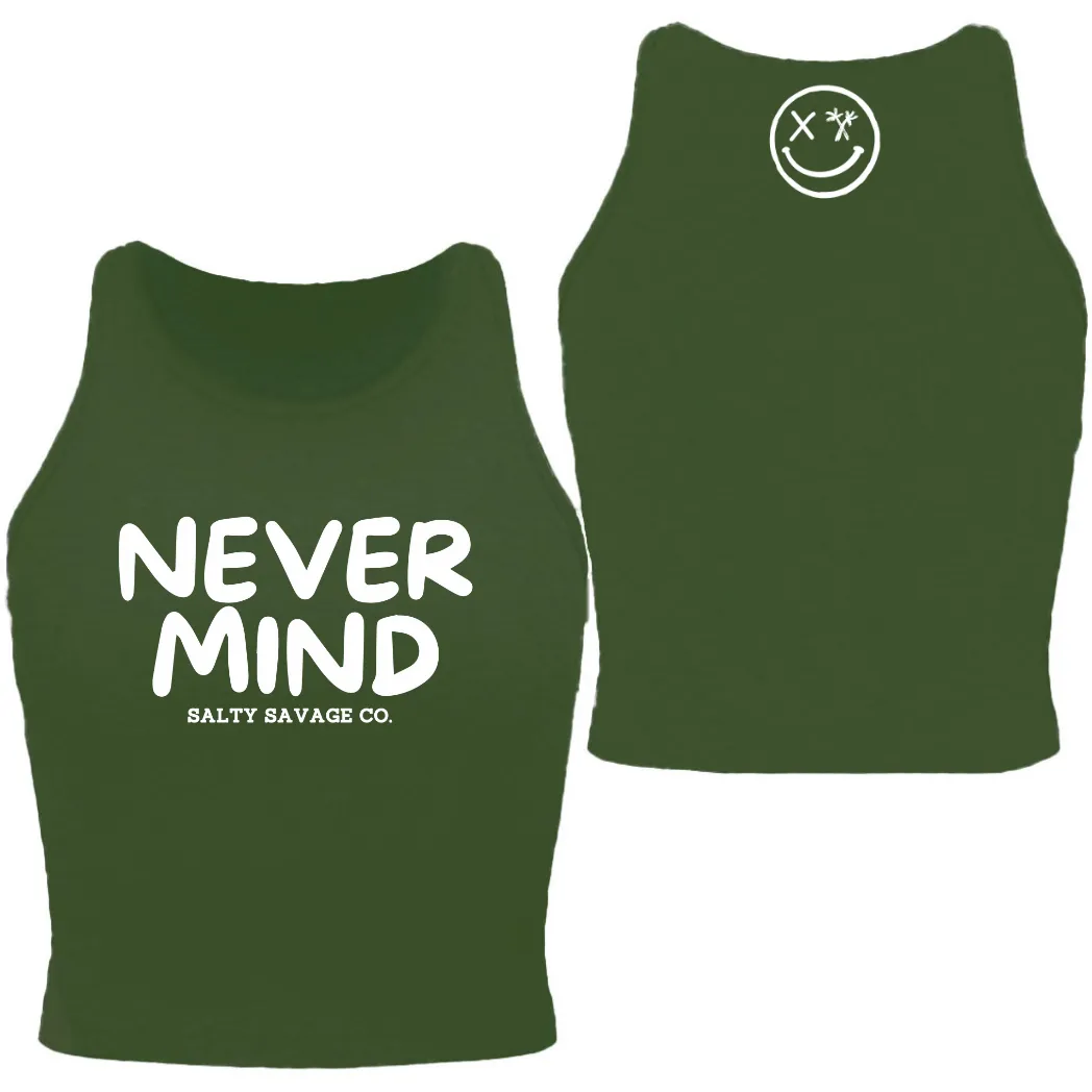 Salty Savage Ladies "NEVERMIND" High Neck Sleeveless Crop Tank