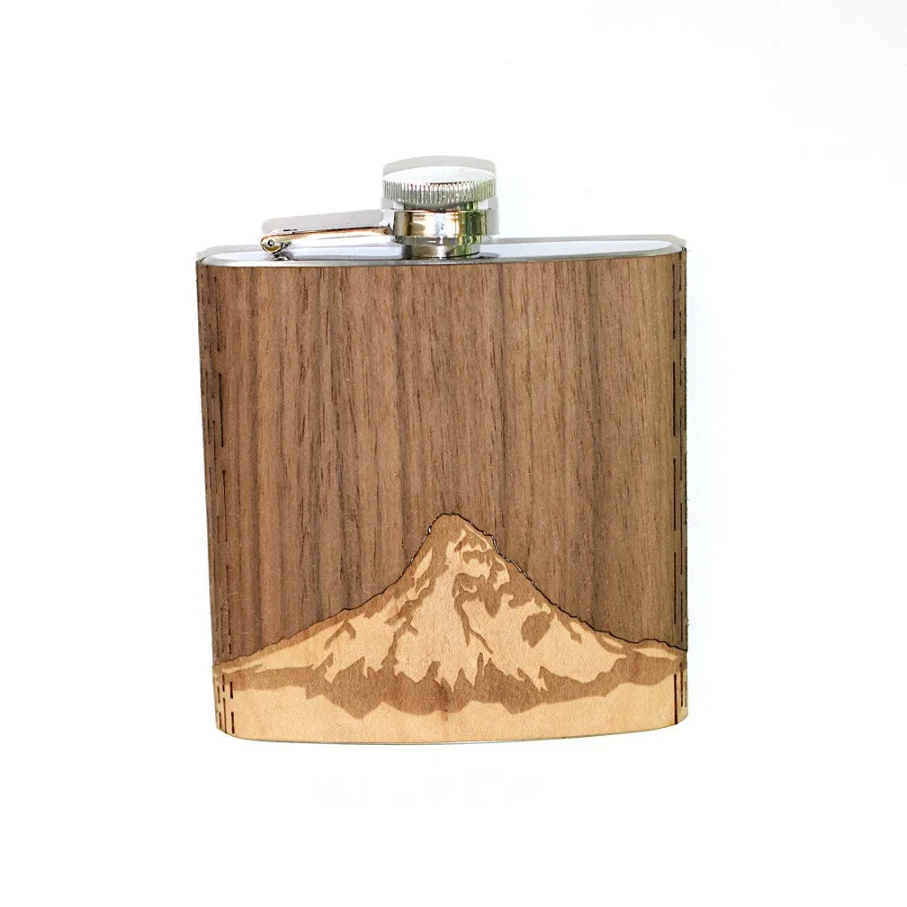 Wooden Hip Flask - Cascade Range (Mt. Hood)